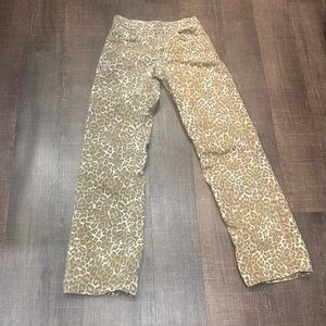 Zara Brown Leopard Print Straight Leg Jeans Size 2